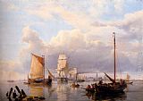 Hermanus Koekkoek Snr Shipping On The Scheldt With Antwerp In The Background painting